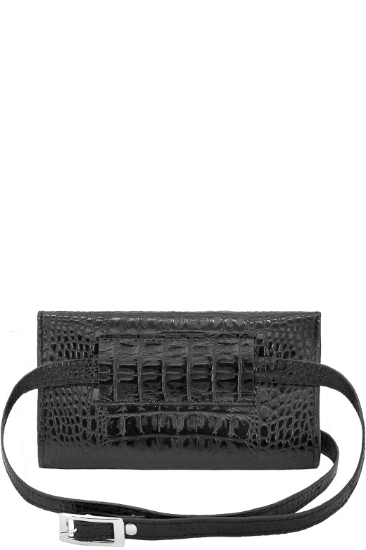 Сумка женская поясная Protege, Ц-398.3 чёрная рептилия/кайман Сумка женская поясная Protege, Ц-398.3 чёрная рептилия/кайман