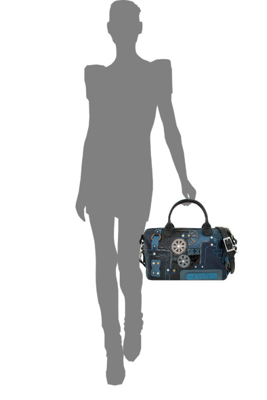 Сумка-саквояж Protege, ДС-195-156 Техно чёрно-синяя рептилия