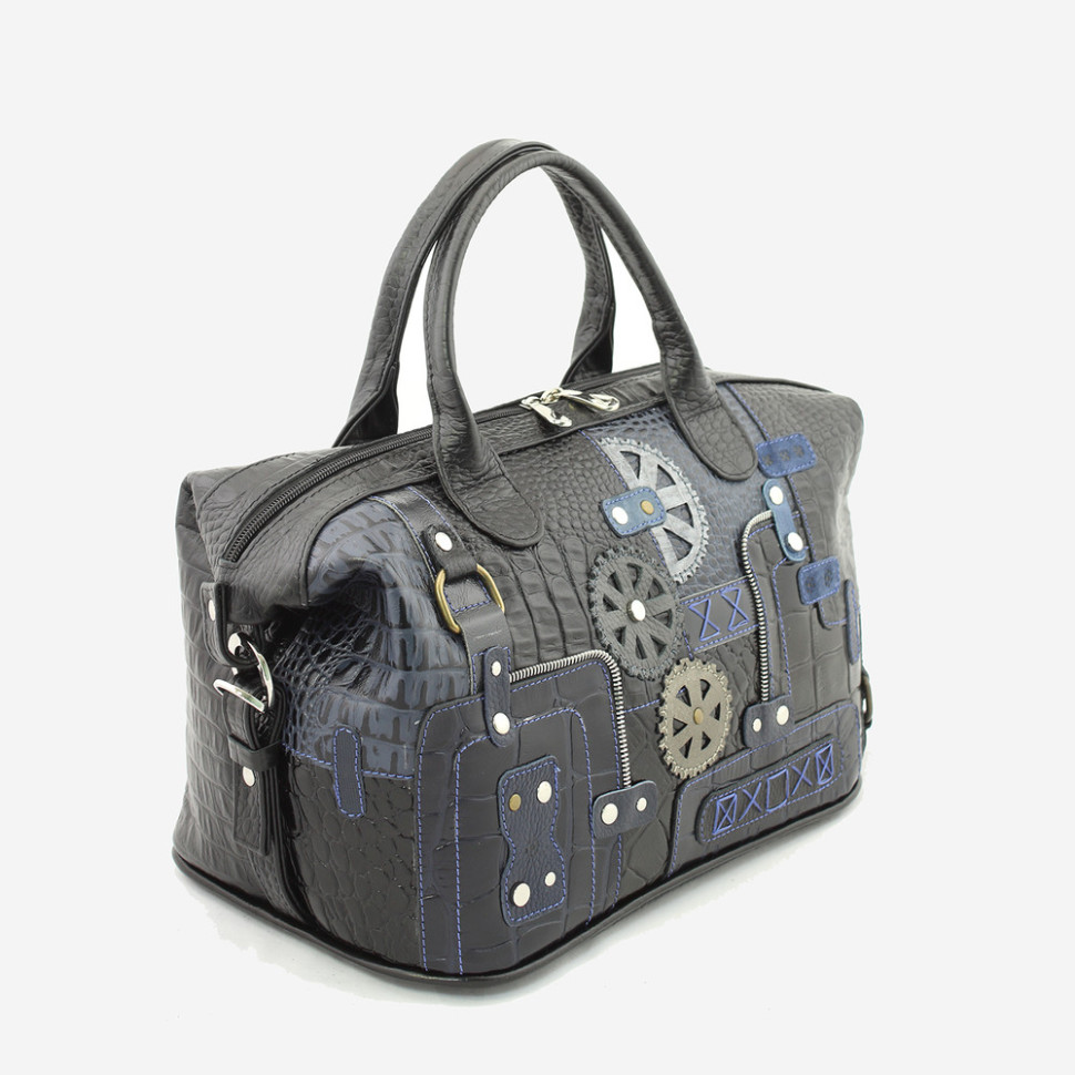 Сумка-саквояж Protege, ДС-195-156 Техно чёрно-синяя рептилия