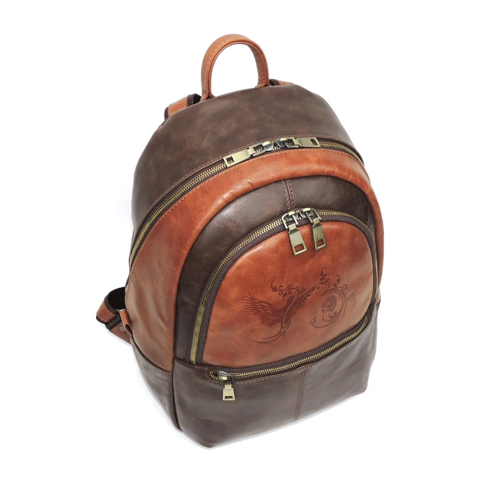 Рюкзак женский Natalia Kalinovskaya Р-43.602-1 «Леона» коричневый/рыжий гладкий