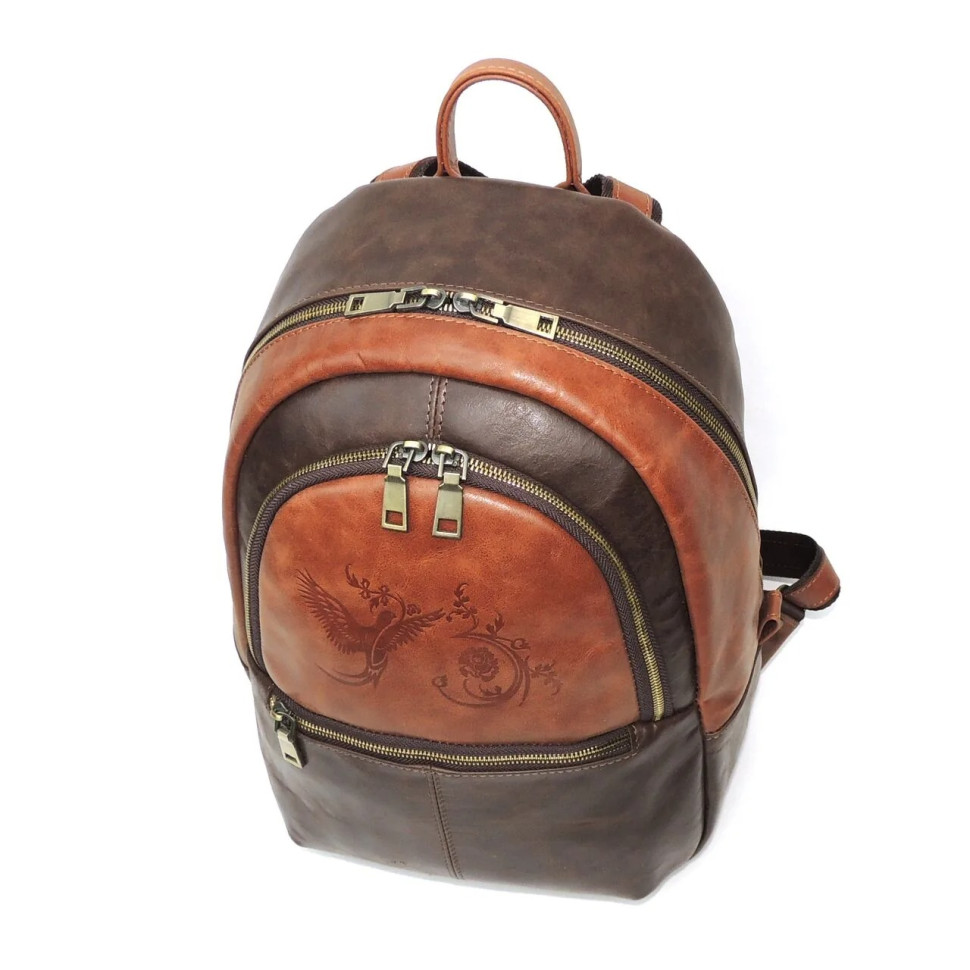 Рюкзак женский Natalia Kalinovskaya Р-43.602-1 «Леона» коричневый/рыжий гладкий