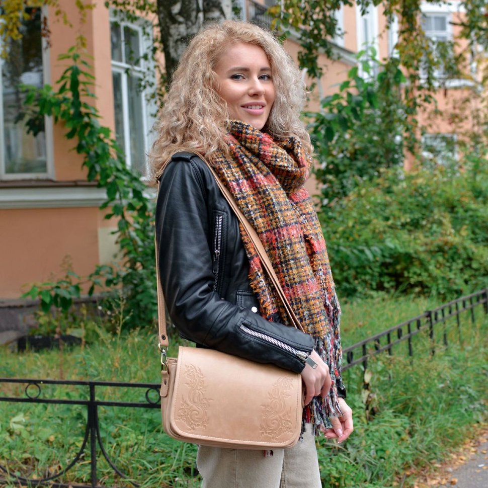 Бежевая женская кожаная сумка Natalia Kalinovskaya «Лана» С93 Бежевая женская кожаная сумка Natalia Kalinovskaya «Лана» С93