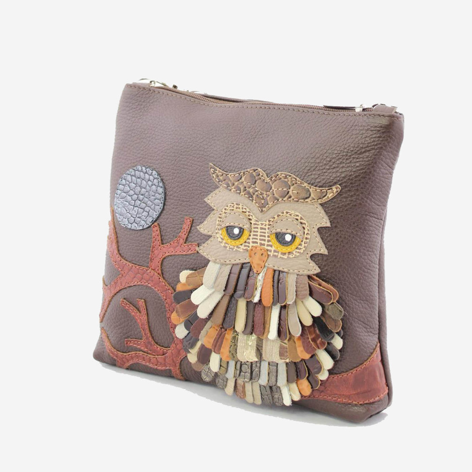 Сумочка планшет с аппликацией Protege, Д.С.-310-92 "Сова № 2" мокко Сумочка планшет с аппликацией Protege, Д.С.-310-92 "Сова № 2" мокко