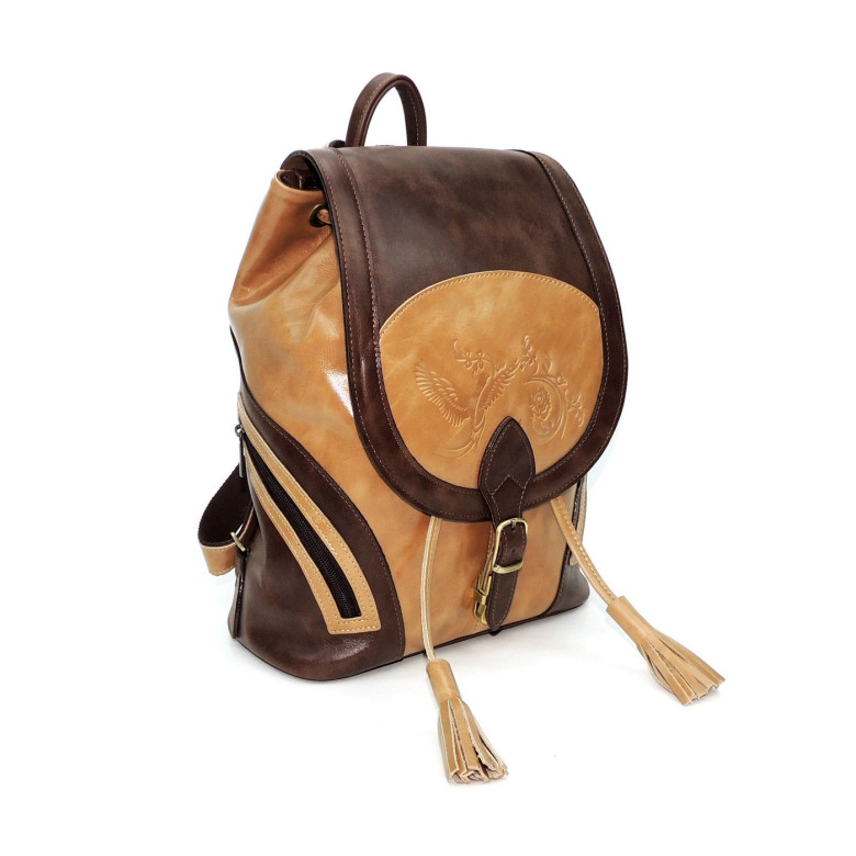 Рюкзак женский Natalia Kalinovskaya, "Ксантия" бежевый/коричневый