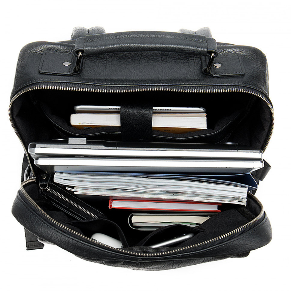 Большой мужской рюкзак из натуральной кожи 8723 чёрный