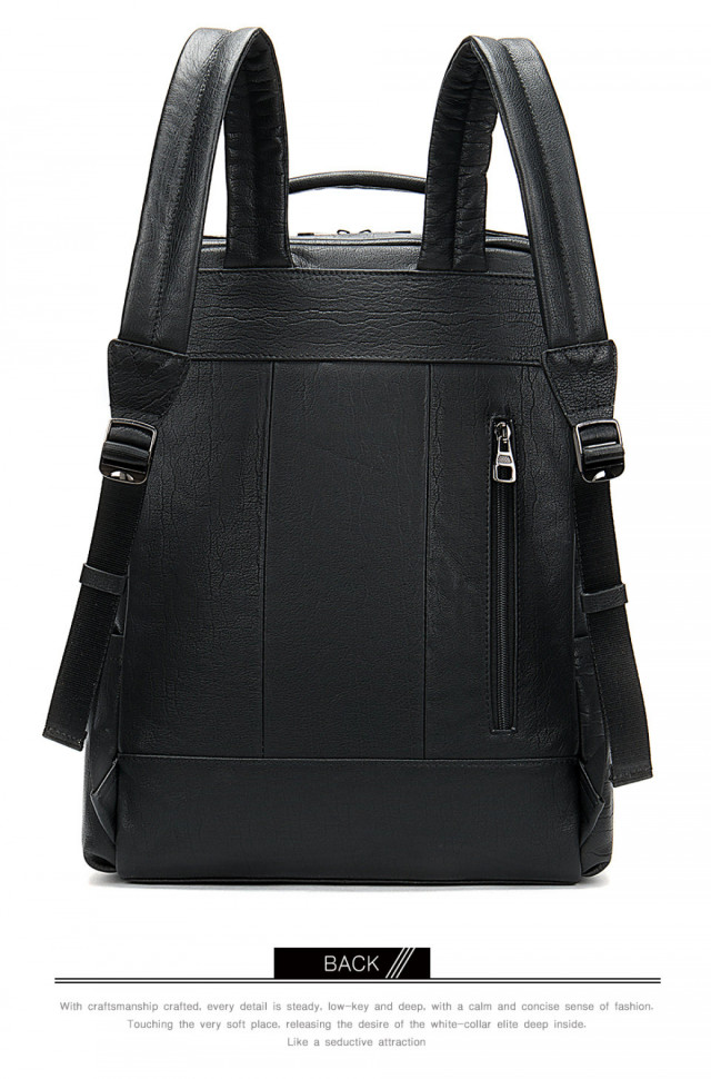 Большой мужской рюкзак из натуральной кожи 8723 чёрный