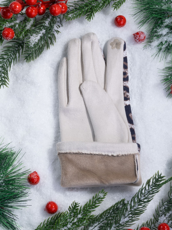 Перчатки женские Victory Леопард св.бежевые Перчатки женские Victory Леопард св.бежевые