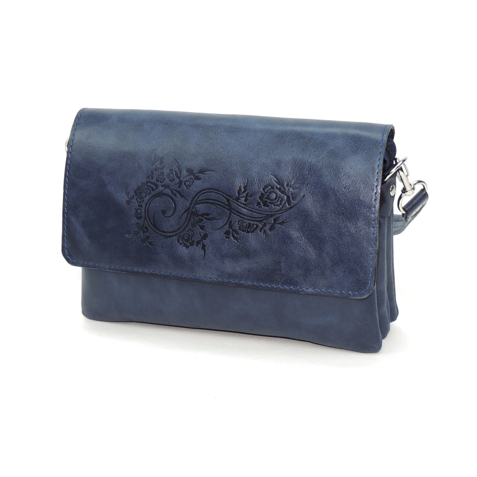 Синяя женская кожаная сумка Natalia Kalinovskaya «Роксан» Растение