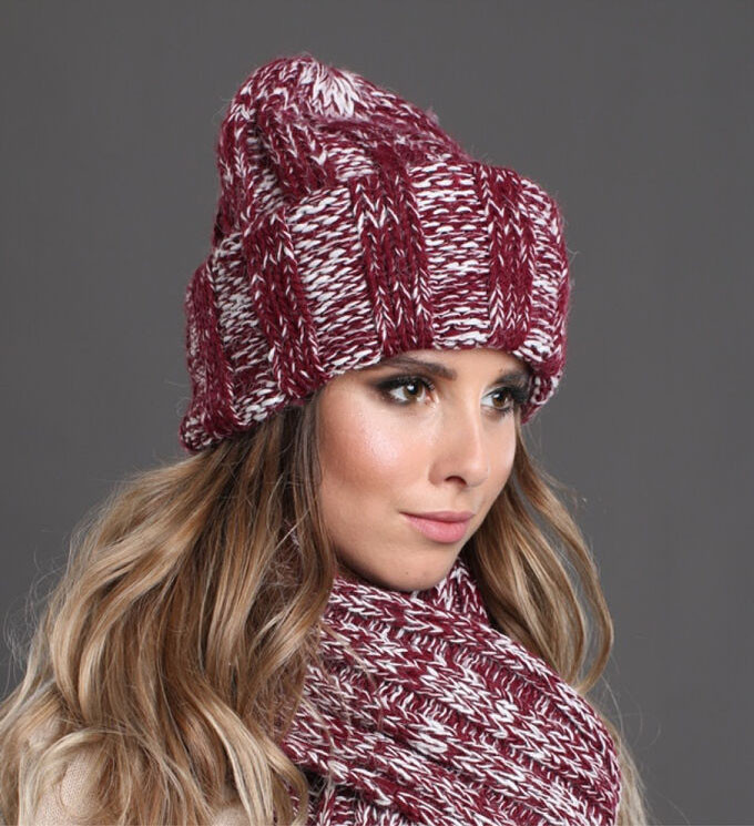 Шапка женская 23-229 Stigler бордовый/молочный Шапка женская 23-229 Stigler бордовый/молочный