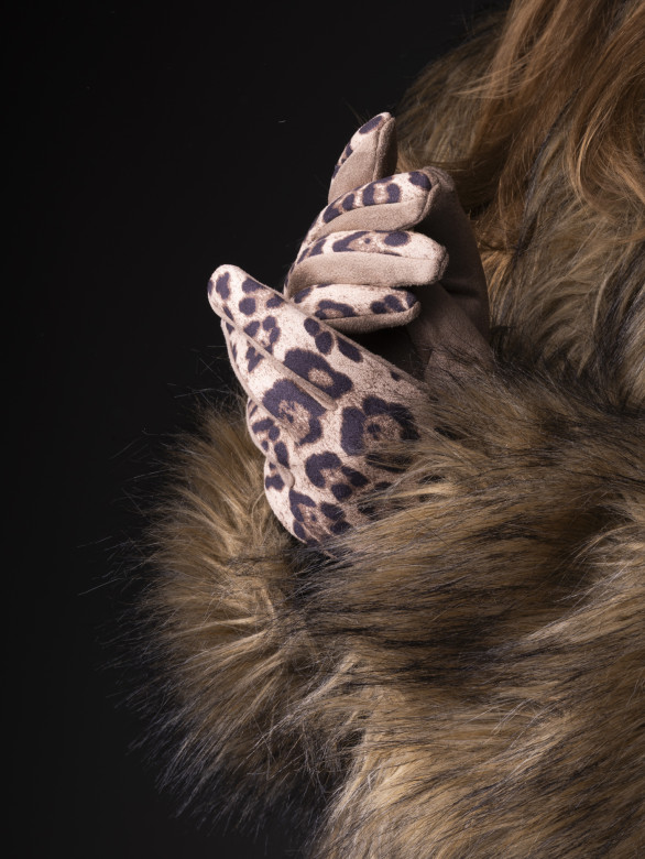 Перчатки женские Victory Леопард бежевые