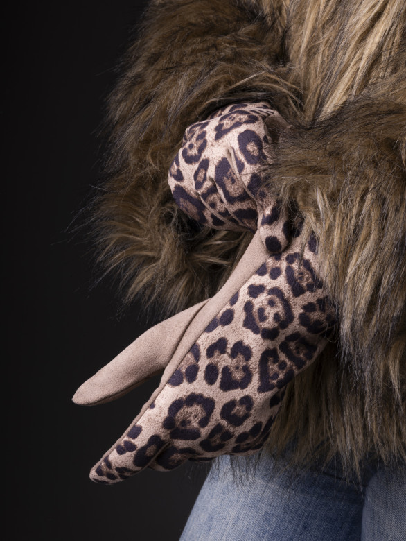 Перчатки женские Victory Леопард бежевые