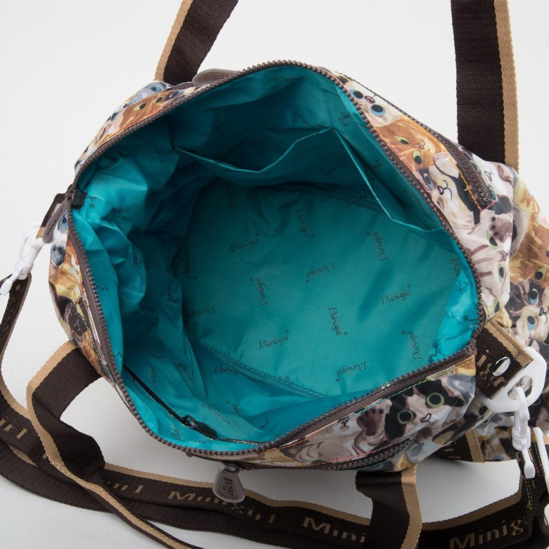 Сумка женская текстильная Minigirl 3015 коты коричневая