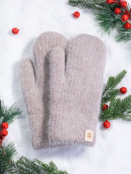 Варежки женские Корона 6559 бежевые Варежки женские Корона 6559 бежевые