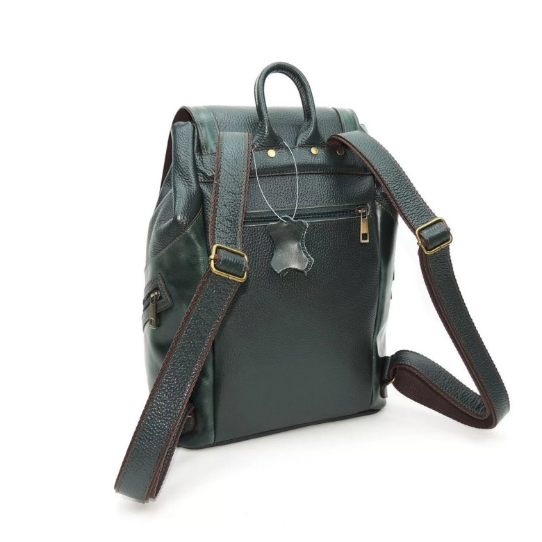 Рюкзак кожаный зелёный Natalia Kalinovskaya «Жанна»