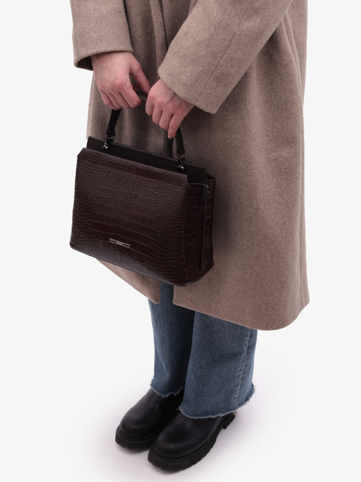 Сумка женская Karya 2427 тёмно-коричневый крокодил