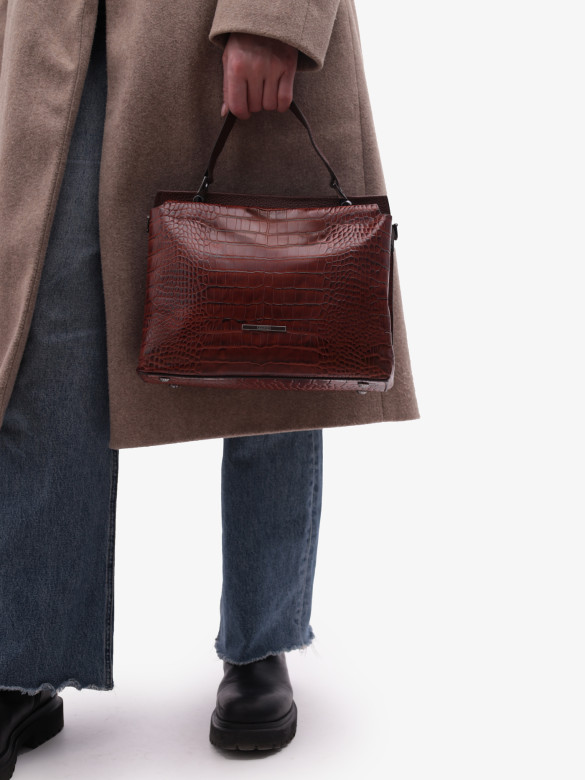 Сумка женская Karya 2427 коричневый крокодил Сумка женская Karya 2427 коричневый крокодил