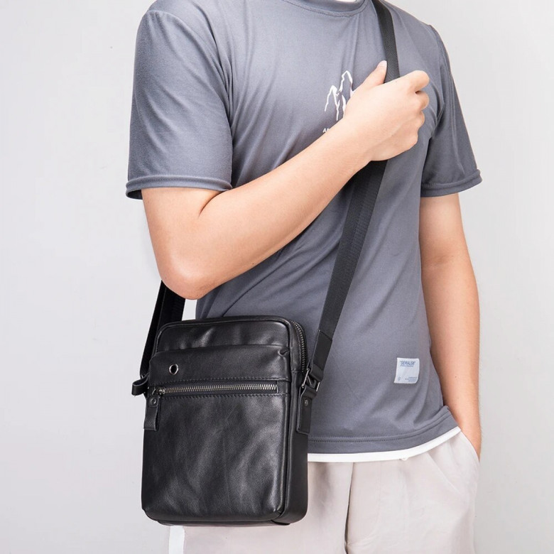 Мужская сумка через плечо 8717 чёрная