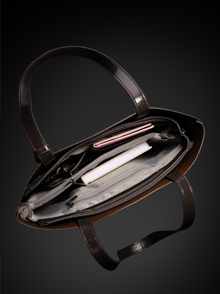 Сумка женская Baggins KDL-1300 лак тёмно-серый Сумка женская Baggins KDL-1300 лак тёмно-серый