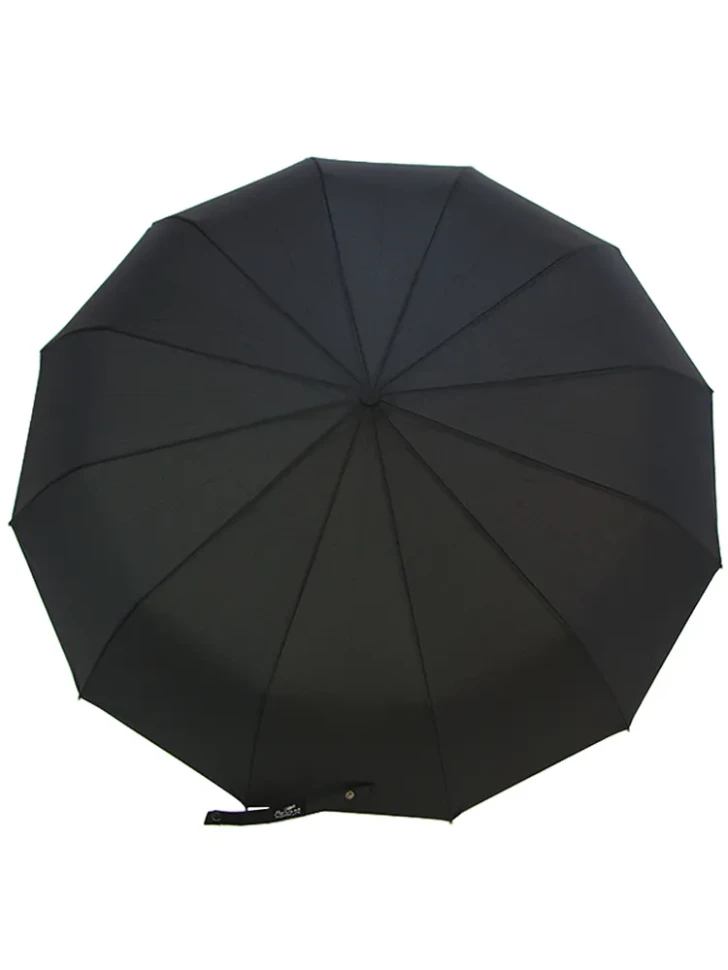 Зонт мужской Popular 2600-MN 12 спиц чёрный, полный автомат, ручка крюк пластик