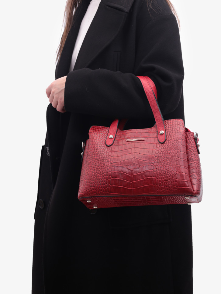 Сумка женская Karya 2390 красный крокодил флотер