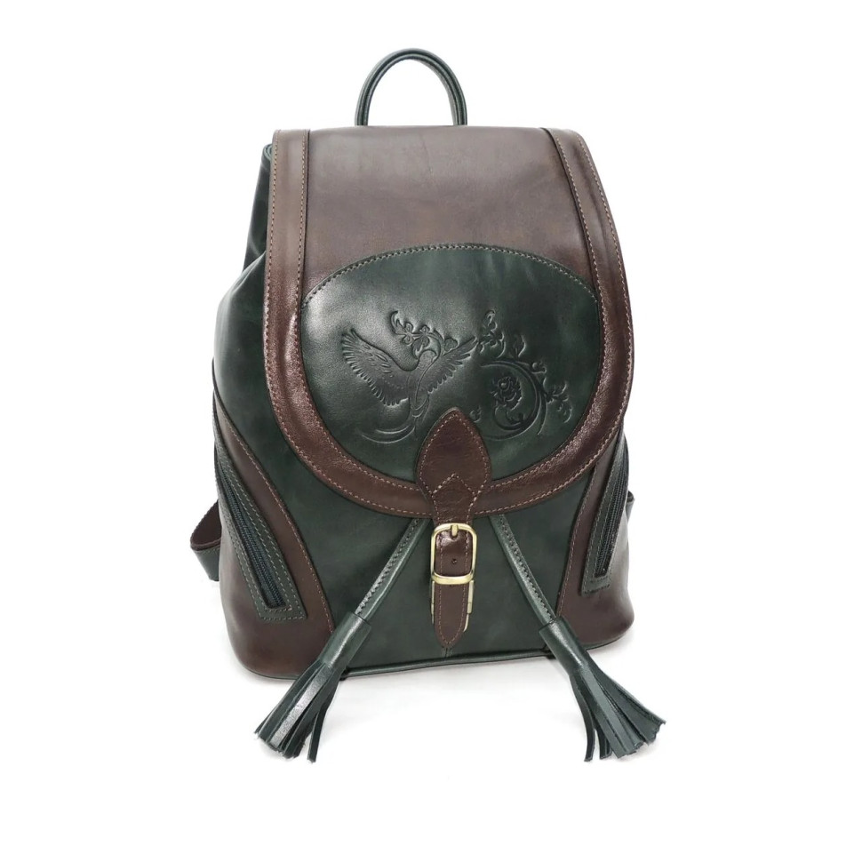 Рюкзак женский Natalia Kalinovskaya, "Стасия" зеленый/коричневый 