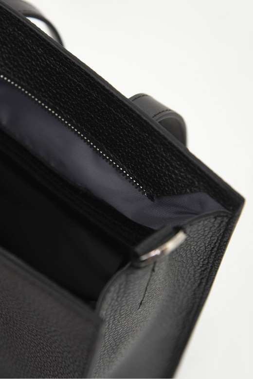 Сумка Protege  Ц-594 чёрный флотер+коричневая гладкая