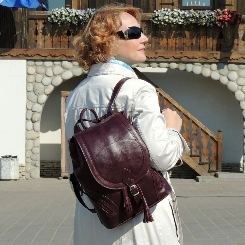 Рюкзак женский Natalia Kalinovskaya, "Климин" бордо гладкий Рюкзак женский Natalia Kalinovskaya, "Климин" бордо гладкий