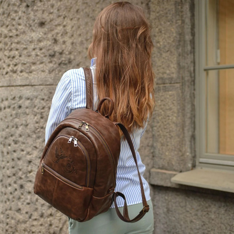 Рюкзак женский Natalia Kalinovskaya, «Эша» коричневый гладкий Рюкзак женский Natalia Kalinovskaya, «Эша» коричневый гладкий