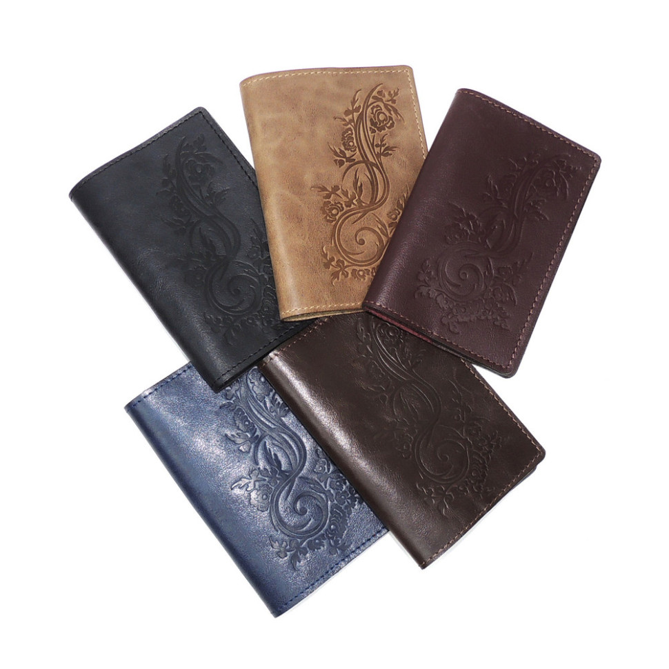 Обложка для паспорта кожаная Коричневый, Растение