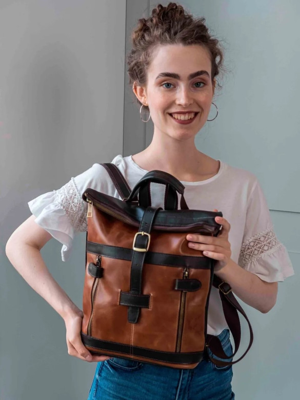 Сумка-рюкзак Natalia Kalinovskaya "Иста" рыжая/коричневая флотер