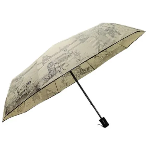 Зонт женский EuroClim 1843 "Коты", бежевый, полный автомат Зонт женский EuroClim 1843 "Коты", бежевый, полный автомат