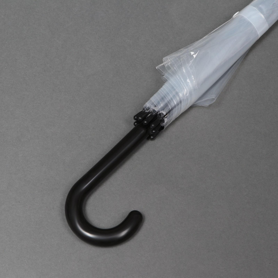 Зонт-трость прозрачный Raindrops 42800, чёрный кант, полуавтомат Зонт-трость прозрачный Raindrops 42800, чёрный кант, полуавтомат