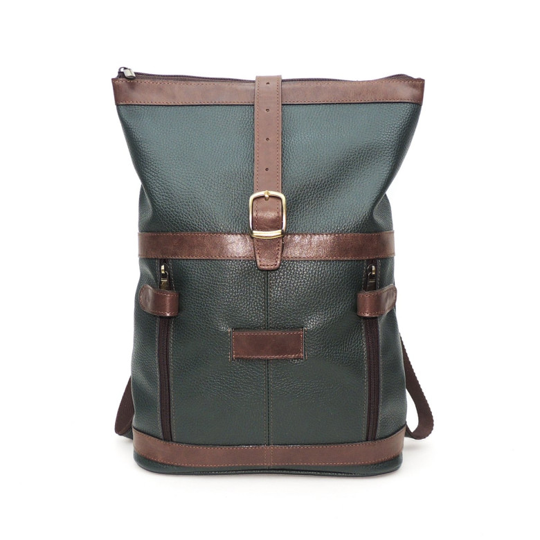 Кожаная сумка-рюкзак Natalia Kalinovskaya "Илайн" зеленая/коричневая