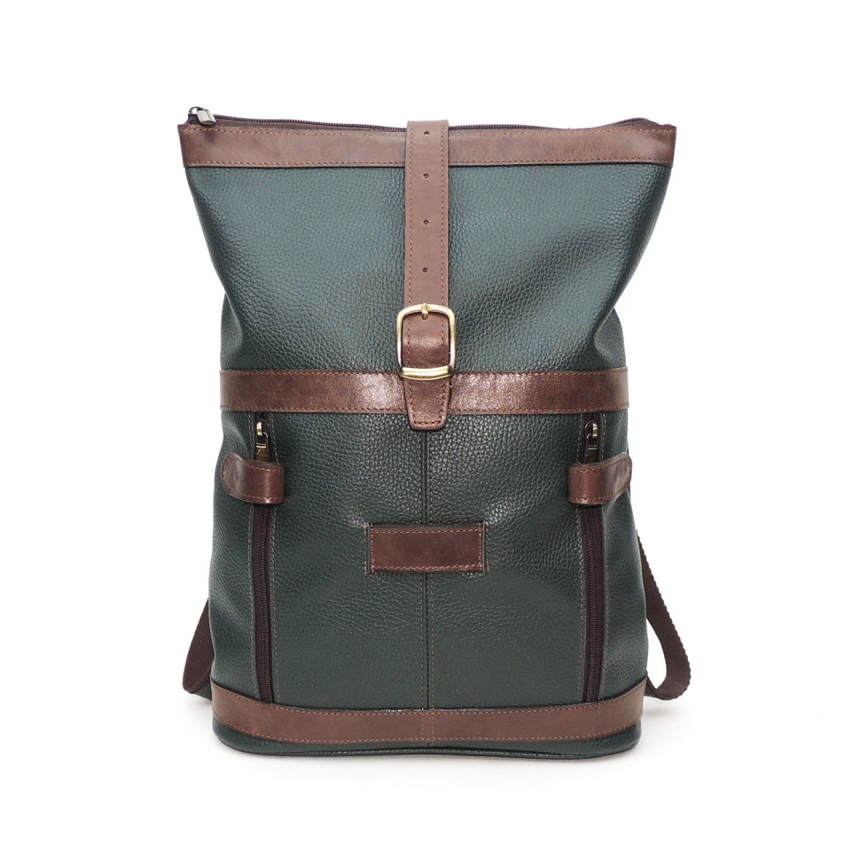Кожаная сумка-рюкзак Natalia Kalinovskaya "Илайн" зеленая/коричневая Кожаная сумка-рюкзак Natalia Kalinovskaya "Илайн" зеленая/коричневая