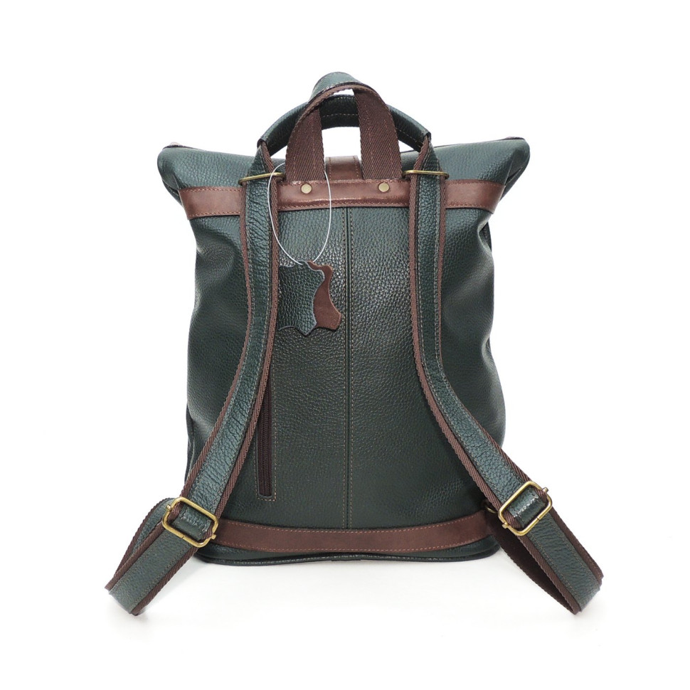 Кожаная сумка-рюкзак Natalia Kalinovskaya "Илайн" зеленая/коричневая Кожаная сумка-рюкзак Natalia Kalinovskaya "Илайн" зеленая/коричневая