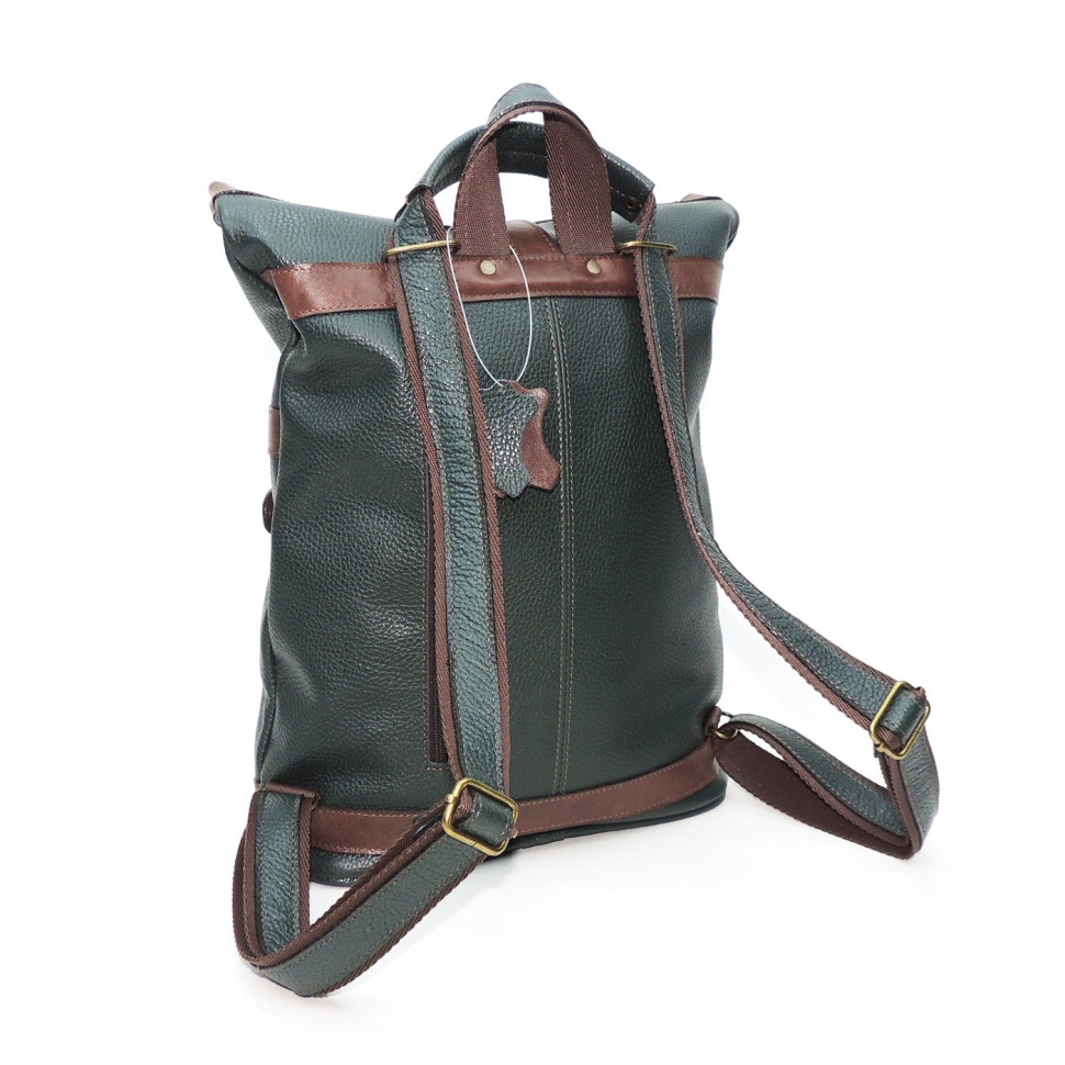 Кожаная сумка-рюкзак Natalia Kalinovskaya "Илайн" зеленая/коричневая Кожаная сумка-рюкзак Natalia Kalinovskaya "Илайн" зеленая/коричневая