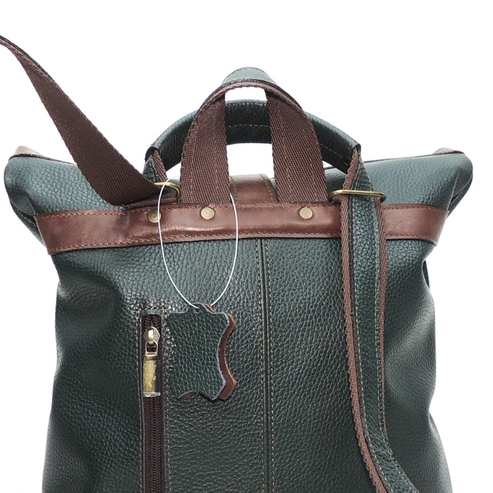 Кожаная сумка-рюкзак Natalia Kalinovskaya "Илайн" зеленая/коричневая Кожаная сумка-рюкзак Natalia Kalinovskaya "Илайн" зеленая/коричневая