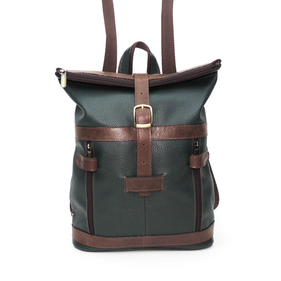 Кожаная сумка-рюкзак Natalia Kalinovskaya "Илайн" зеленая/коричневая Кожаная сумка-рюкзак Natalia Kalinovskaya "Илайн" зеленая/коричневая