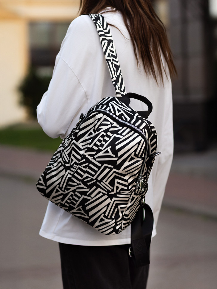 Сумка-рюкзак Jielshi 5228 бежево-чёрная Сумка-рюкзак Jielshi 5228 бежево-чёрная