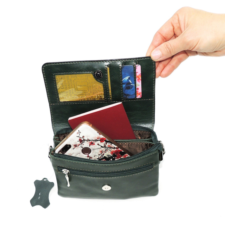 Женская сумочка кошелёк Natalia Kalinovskaya, «Ким» Растение зеленая