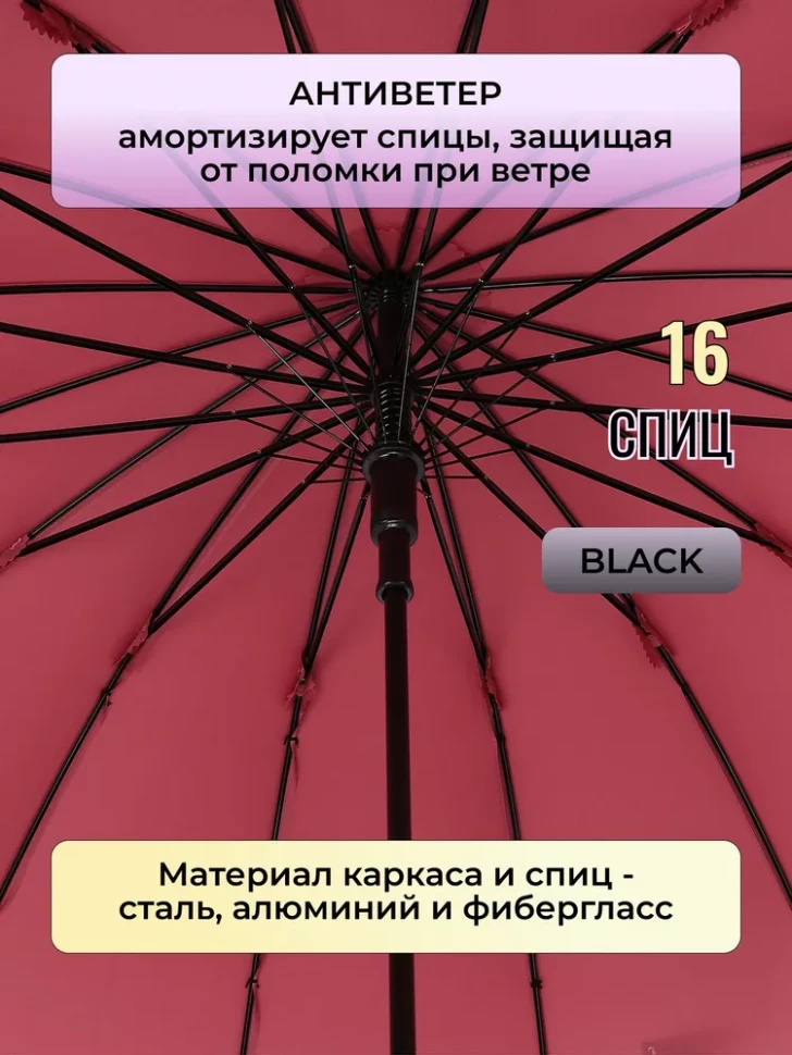 Зонт-трость Три Слона 1100 полуавтомат розовый