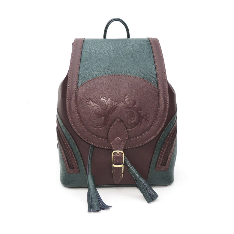 Рюкзак женский Natalia Kalinovskaya, "Дженис" зеленый/бордо Рюкзак женский Natalia Kalinovskaya, "Дженис" зеленый/бордо