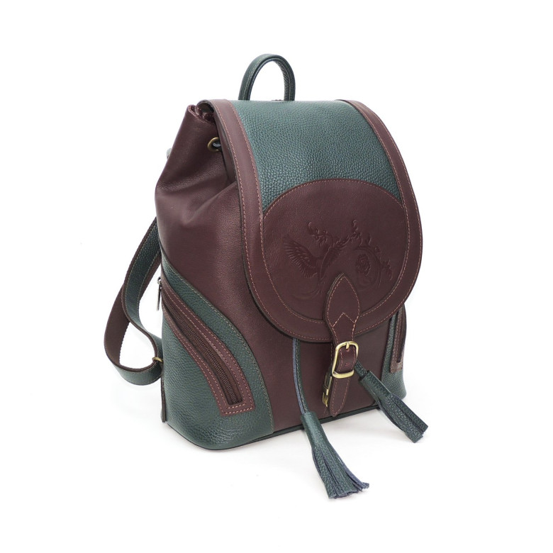 Рюкзак женский Natalia Kalinovskaya, "Дженис" зеленый/бордо Рюкзак женский Natalia Kalinovskaya, "Дженис" зеленый/бордо