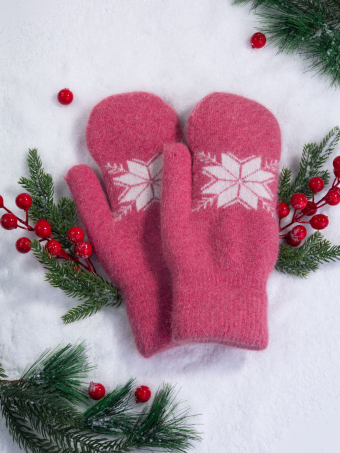 Варежки женские Корона 3046 т.розовые