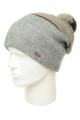 Шапка бини мужская MARHATTER, 9351 серая/бежевая